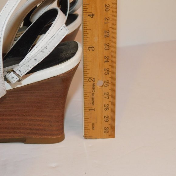 Eitenne Aigner Wedge Heel Leather Sandals Open Toe - Picture 7 of 10